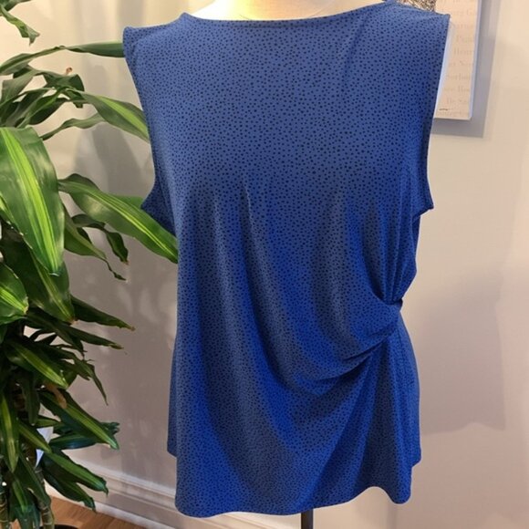 Anne Klein Blue Polka Dot Twist Sleeveless Top - Picture 1 of 10